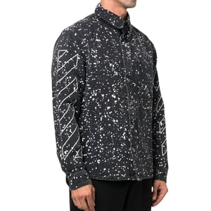 Gebroken wit Diag Outline Design denim overhemd zwart