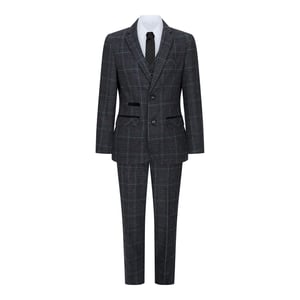 3-delig antracietgrijs tweed geruit vintage retro pak voor jongens
