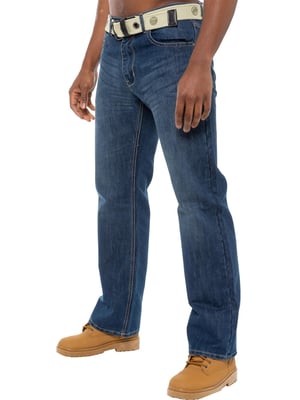 Enzo | Heren Regular Fit Denim Jeans Met Riem - Blauw