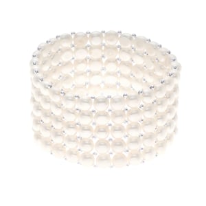 Manchet armband 5 Rijen Zoetwater Pearl White 925