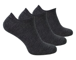 Steven - 3 Paar Heren Merino Wol Onzichtbare Sokken | Ademende Lichte Sokken - Houtskool