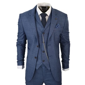 Heren 3-delig Blauwe Prince Of Wales Ruiten Pak