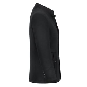 Heren korte slim fit jas met opstaande kraag Business Casual wollen overjas zwart