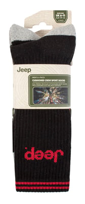 Heren Sport Crew Sokken | Jeep | 4-Pack Katoenen Hardloopsokken met Verstevigde Hiel en Teen - Zwart