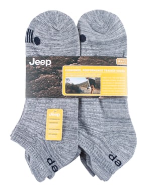 Jeep - Set van 6 katoenen sportenkelsokken voor heren - Grijs / Lichtgrijs