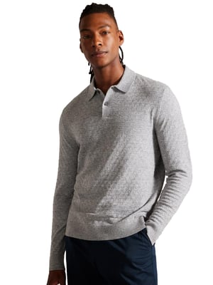 Ted Baker gebreid heren poloshirt met lange mouwen - Morar