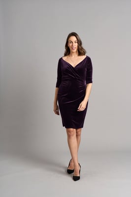 Amber Bardot Bodycon Fluwelen Jurk - Pruim