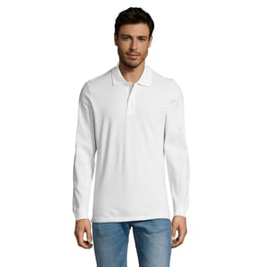 SOLS Heren Perfect Effen Piqué Poloshirt met Lange Mouwen (Wit)
