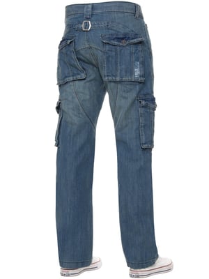 Kruze heren Cargo Combat Jeans - Blauw