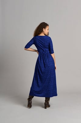 Sonia V Hals Wikkeljurk - Blauw Luipaard
