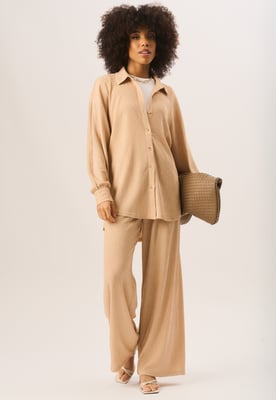 Getextureerd oversized overhemd met lange mouwen