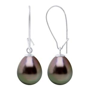 Oorbellen Echte Gecultiveerde Tahiti Parel Peper 9-10 mm