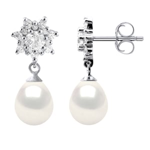 Oorbellen Dangle zoetwater parels 7-8mm White Peren Sieraden 925