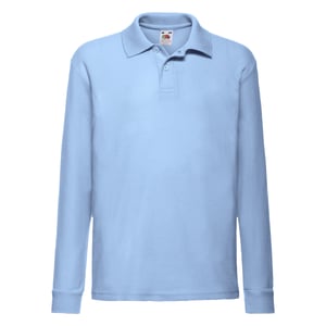 Fruit of the Loom Polo shirt met lange mouwen voor kinderen/Kinderen (Hemelsblauw)
