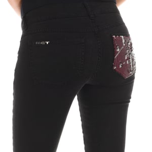 Lange jeansbroek met smal gesneden zomen 10DBF0475-B088 vrouw