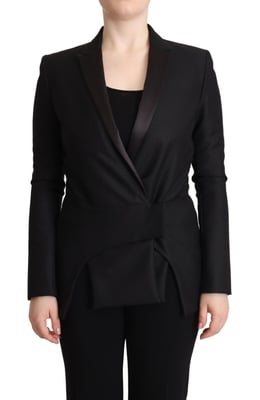 Costume National Zwart Lange Mouwen Dubbelknoop Damesjas