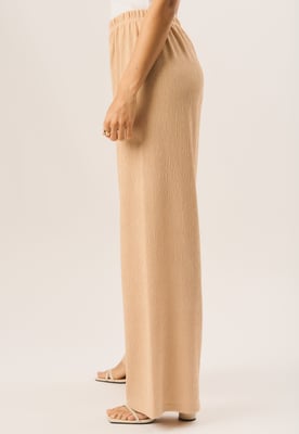 Getextureerde pull-on broek met wijde pijpen