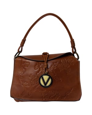 Valentino Garavani Bloemgeembossede Hobo Tas in Bruin Leer