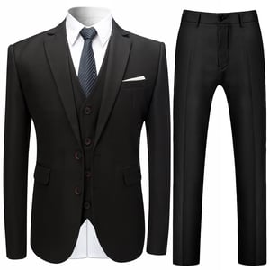 Slim fit zwart formeel 3-delig pak