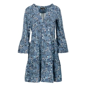 Indigo Paisley jurk met geplooide naden
