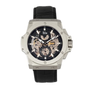Reign Commodus automatisch skelet horloge met leren band