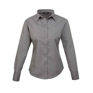 Premier Dames/Dames Popeline Blouse met Lange Mouwen (Donkergrijs)