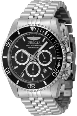 Invicta Pro Diver 48381 Heren Horloge - Quartz Uurwerk - Roestvrij Staal met zwarte Wijzerplaat - 43mm