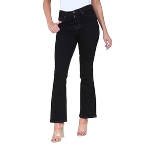 Dames Magic Shaping Slim Flare Leg Jeans met hoge taille in zwart