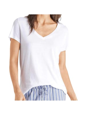 Superdry dames T-shirt met geborduurd logo en V-hals.