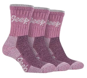 Jeep - 3 paar katoenen wandelsokken voor dames - Rose / Cream