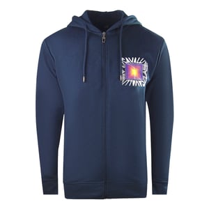Cavalli Class Aysmmetric Box Design marineblauwe hoodie met rits
