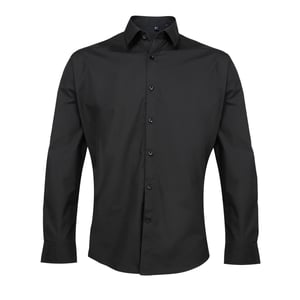 Premier Supreme Heavier Weight Poplin Werkshirt met lange mouwen (Zwart)
