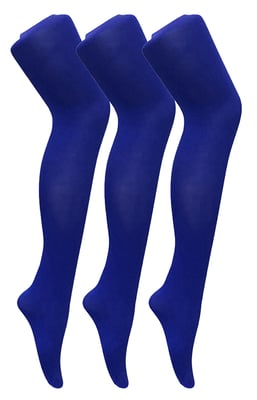 3 paar dames gekleurde ondoorzichtige 80 denier panty's - Colbalt Blue