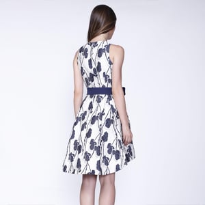 Flower Jacquard Skater -jurk en toegevoegde riem
