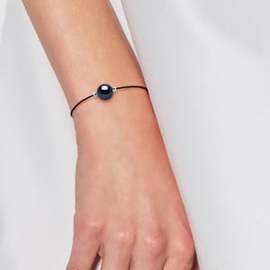 LOVE armband LINK zoetwaterparels Ronde 9-10 mm Black Tie Black Nylon 925