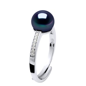 Ring Zoetwater Parel sieraden 7-8mm Black zirkonium oxides en 925