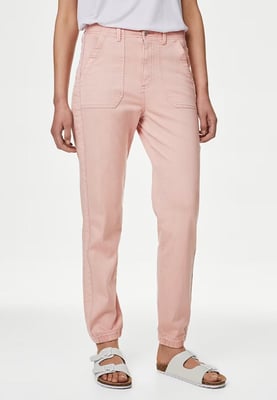 M&S Collection Dames Katoenmix Slim Fit Enkel Grazer Joggers Roze