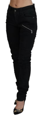 John Galliano Zwarte Katoenen Middelhoge Skinny Slim Fit Jeans voor Vrouwen
