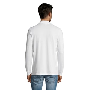 SOLS Heren Perfect Effen Piqué Poloshirt met Lange Mouwen (Wit)