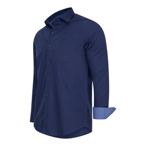 Cappuccino Italia Overhemden Stretch Overhemd Milano Blauw