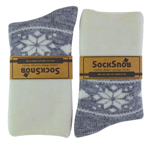 Wollen bedsokken voor dames met Fairisle-ontwerp - Grijs