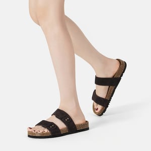 EVER AU Dames Leren Sandalen - Scarlet