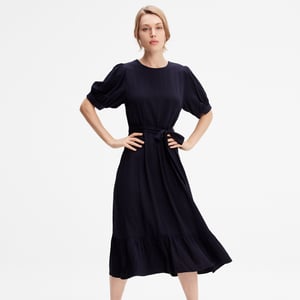 Viscose blouse-jurk met donzige zoom