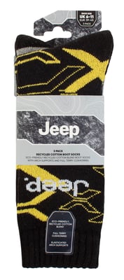 Heren Wandelsokken | Jeep | Volledig Gevoerde Anti-Blaar Camouflage Sokken, Geweven Gerecycled Katoen Camo Sokken - Zwart / Geel