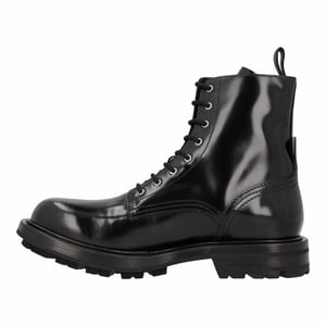 Alexander McQueen Gladde leren gevechtslaarzen