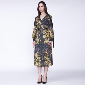Bloemenprint wrap midi -jurk
