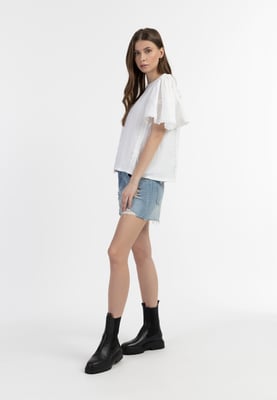 Dreimaster Blouseshirt met kant Dames wit