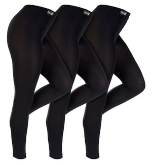 THMO - 3 Paar Dames Thermoleggings Winter | Warme Voetloze Panty's voor Vrouwen - Zwart