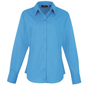 Premier Dames/Dames Popeline Blouse met Lange Mouwen (Saffier)