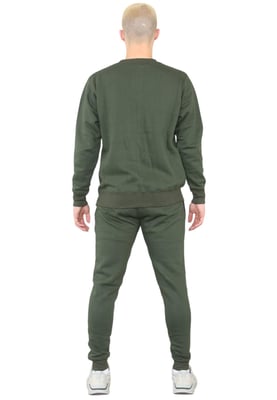 MYT Heren trainingspak met ronde hals en geborduurd logo in kaki